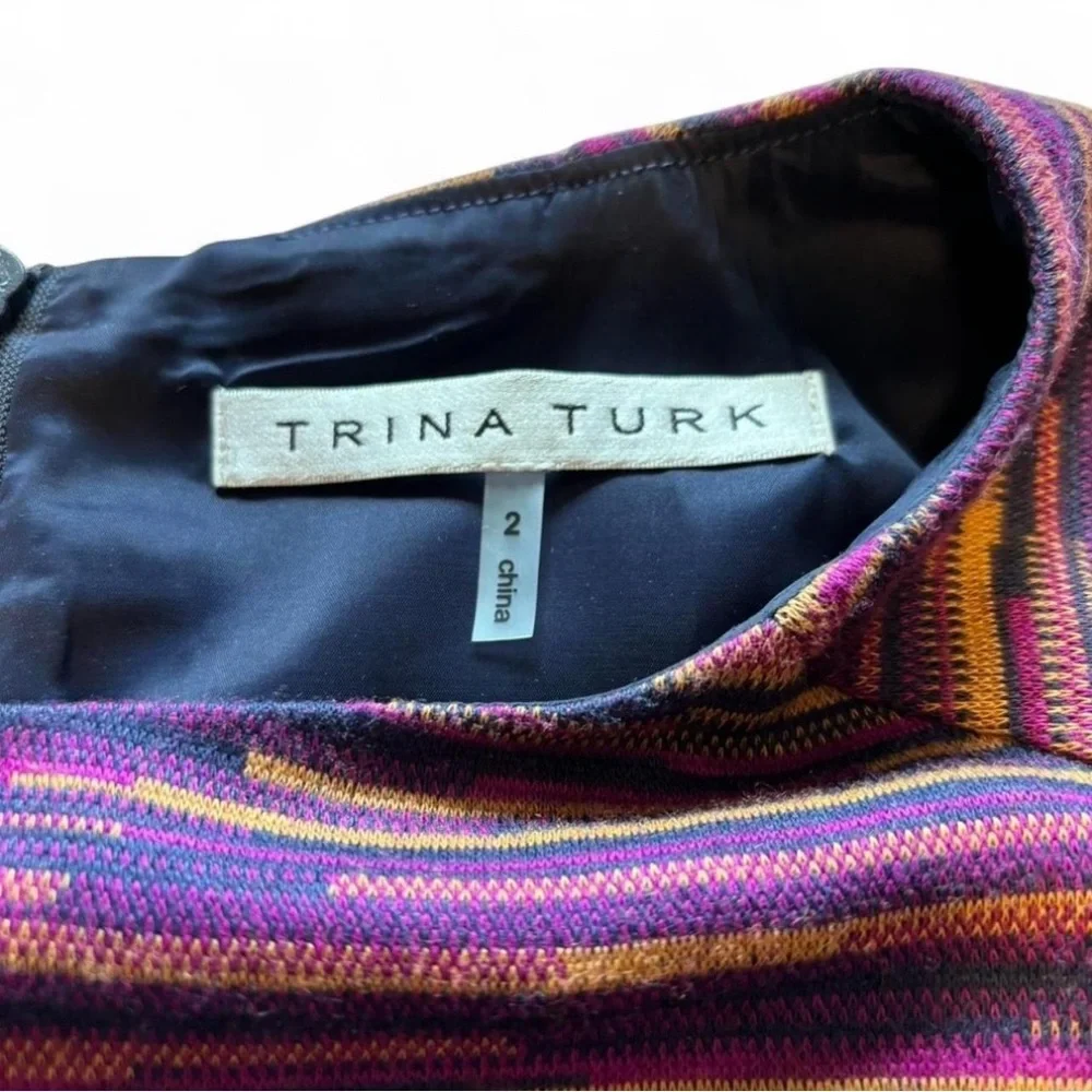 Trina Turk Women's 2 Ponte Jacquard Monarch Dress in Wineberry Sheath - Picture 5 of 6